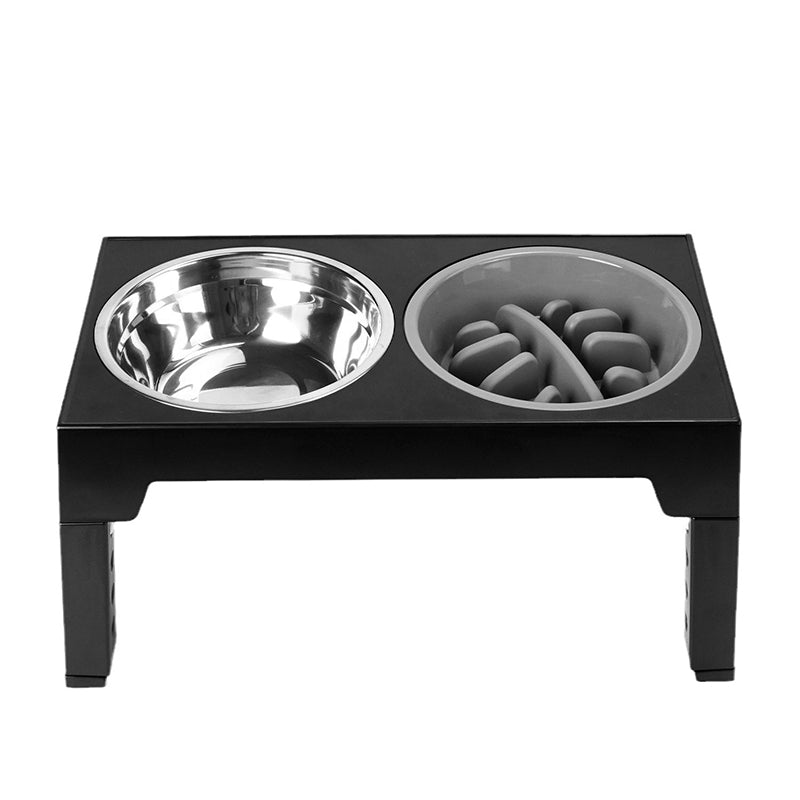 Raised Slow Feeder Bowls, Elevated Feeding Bowl with 5 Heights Adjustable - Black